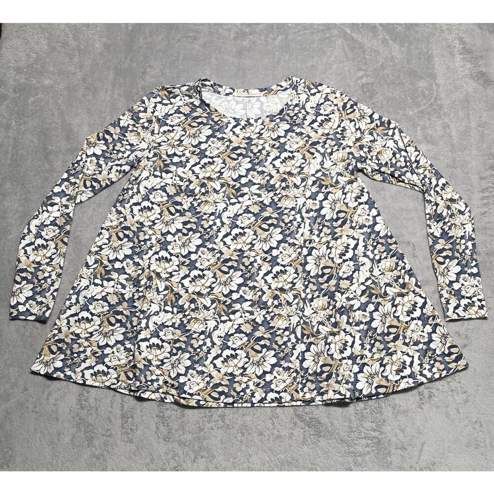 Peruvian Connection Shirt Medium Large Lilou Top Floral Lagenlook Loose Flowy